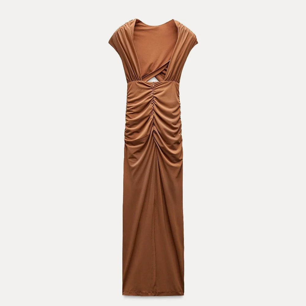 ZARA DRAPED CUT OUT DRESS - Picture 2 of 15